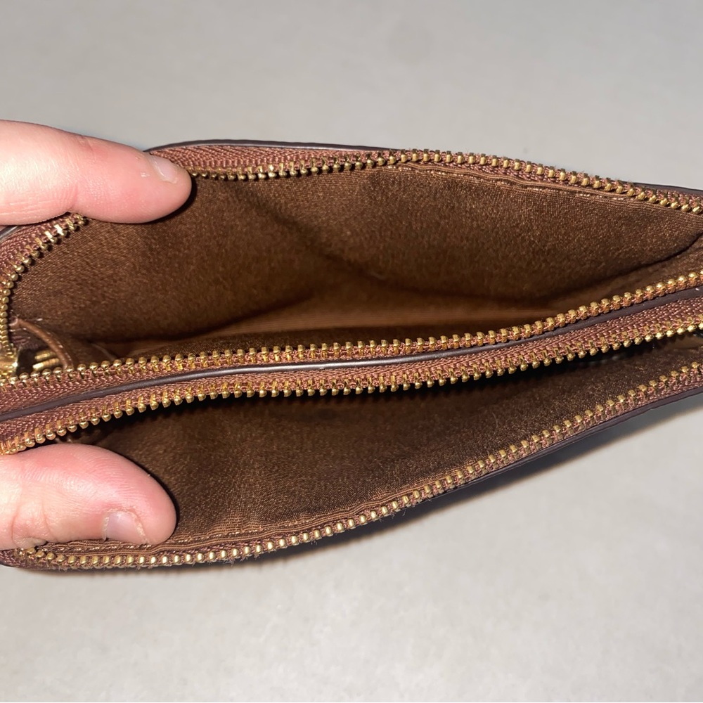 🐎COACH, Double Corner Zip Wristlet In Brown Pebbled Leather, F87590 - Picture 7 of 8